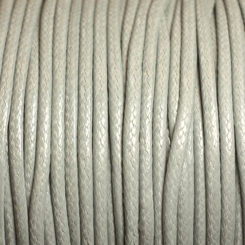 Bobine 90 mètres - fil cordon coton ciré 1.5mm gris clair perle