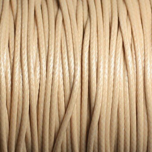 Bobine 90 mètres - fil cordon coton ciré 1.5mm beige clair crème ivoire