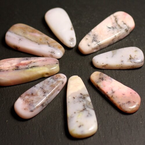 Fil 39cm 22pc env - perles pierre pendentifs - opale rose gouttes 25-38mm