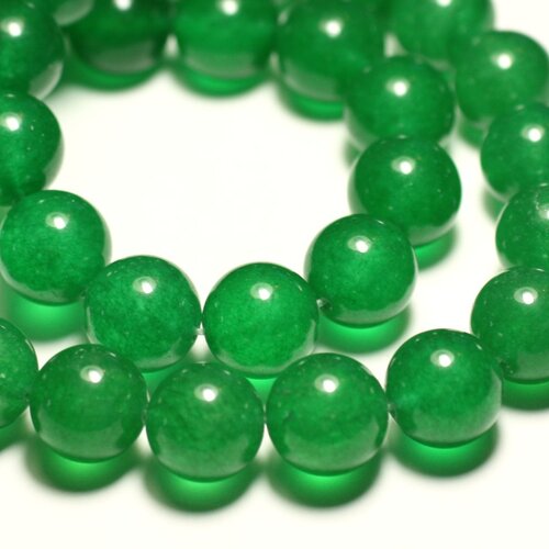 Fil 39cm 27pc env - perles de pierre - jade boules 14mm vert imperial emeraude