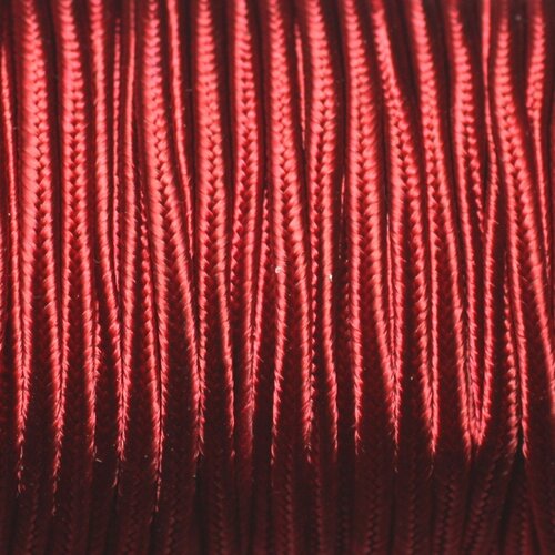 Bobine 45 mètres env - cordon lanière tissu satin soutache 2.5mm rouge bordeaux