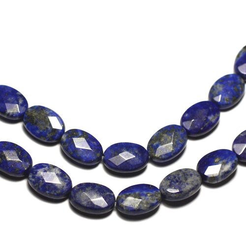 Fil 39cm 32pc env - perles de pierre - lapis lazuli ovales facettés 14x10mm