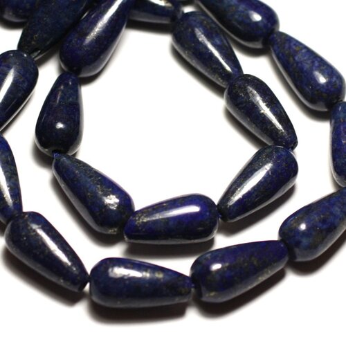 Fil 39cm 20pc env - perles de pierre - lapis lazuli gouttes 20x10mm