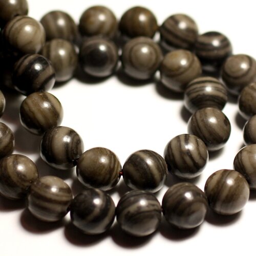 5pc - perles de pierre - jaspe café boules 10mm   4558550038937
