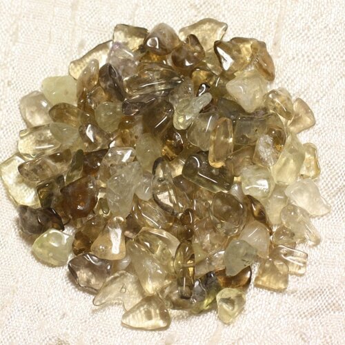 100pc environ - perles pierre quartz fumé clair rocailles chips 5-12mm - 4558550038739