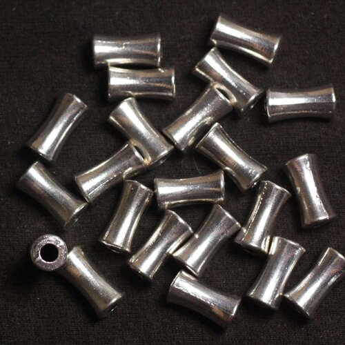 10pc - perles en métal argenté tubes 11x6mm - 4558550038661