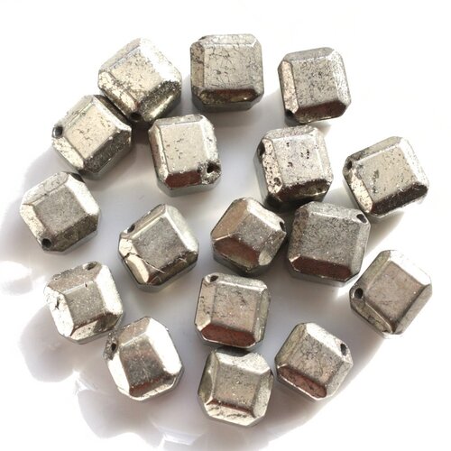 2pc - perles de pierre - pyrite dorée cubes 10mm   4558550038340