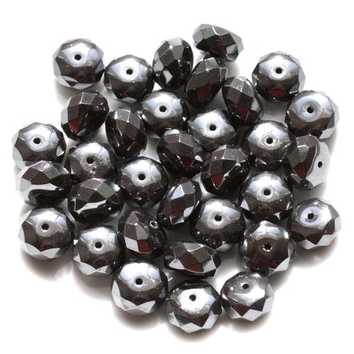 10pc - perles de pierre - hématite rondelles facettées 10x5mm   4558550038326