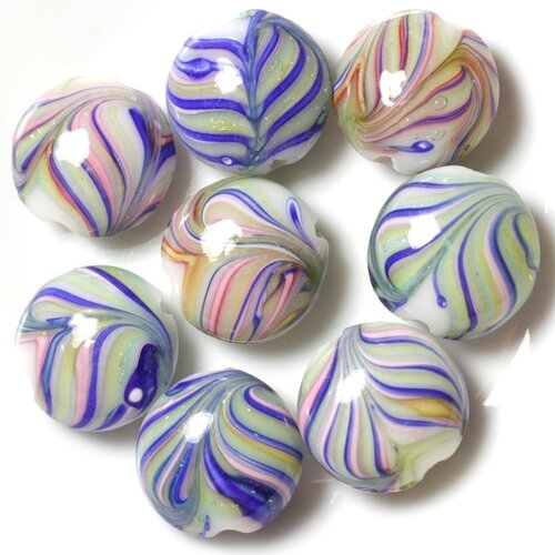 4pc - perles en verre palets 18mm bleu vert rose feuilles   4558550038043