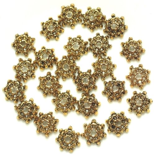 20pc - apprets coupelles métal or doré fleurs 9mm - 4558550037923