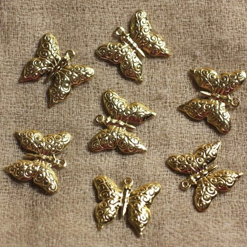 4pc - breloques papillons dorés plaquage rhodium - 20x18 mm  4558550037862