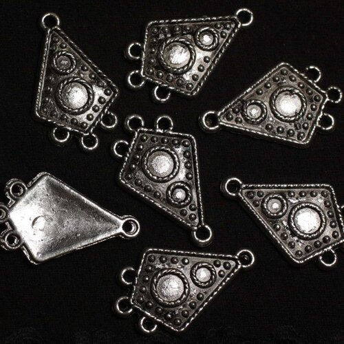 10pc - perles connecteurs métal argenté gouttes triangles 30x18mm - 4558550037817