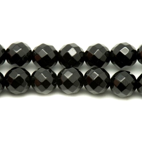 5pc - perles de pierre - onyx noir facetté 10mm  4558550037763