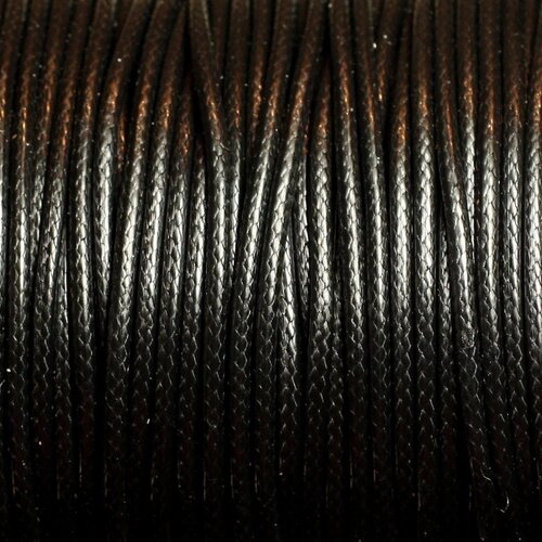5 mètres - fil corde cordon tresse coton ciré rond 1mm noir