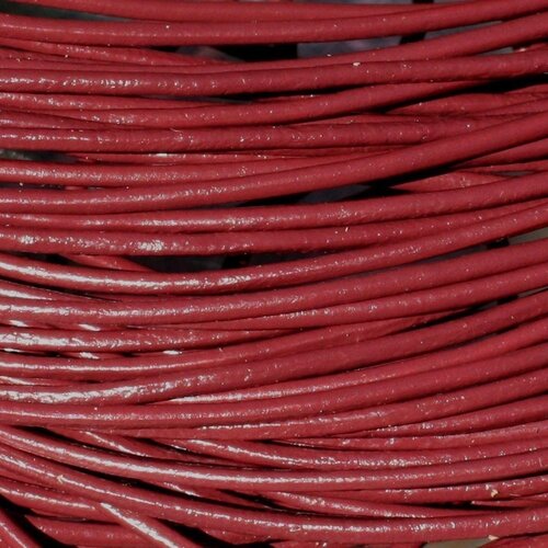5m - cordon cuir véritable rouge foncé bordeaux 2mm   4558550037534