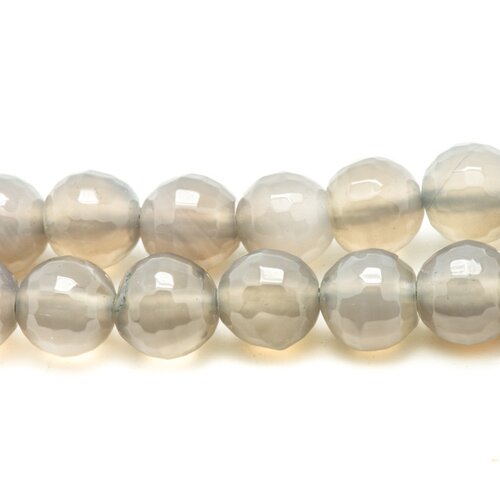 10pc - perles de pierre - agate grise boules facettées 6mm   4558550037398