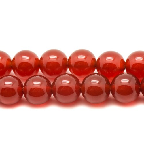 2pc - perles pierre - cornaline boules 16mm rouge orange