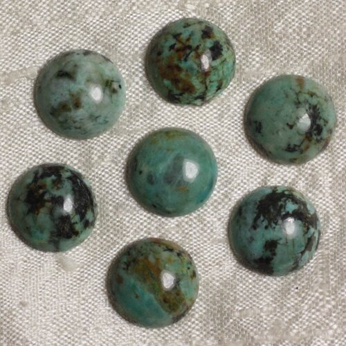 1pc - cabochon pierre - turquoise afrique rond plat 15mm bleu vert marron - 4558550036803