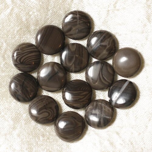 4pc - perles de pierre - jaspe café ronds palets 15mm - 4558550036797