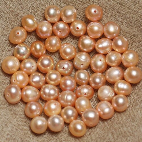10pc - perles culture eau douce boules olives 5-7mm rose clair pastel - 4558550036681