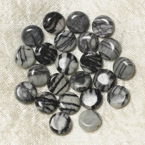 5pc - perles de pierre - jaspe zèbre palets 10mm   4558550036674