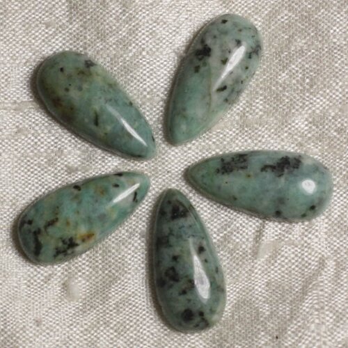 1pc - cabochon pierre - turquoise afrique goutte 25x12mm bleu vert marron - 4558550036513