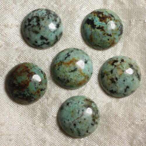 1pc - cabochon pierre - turquoise afrique rond plat 20mm bleu vert marron - 4558550036438