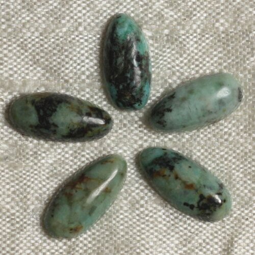 1pc - cabochon pierre - turquoise afrique goutte 14x7mm bleu vert marron - 4558550036384