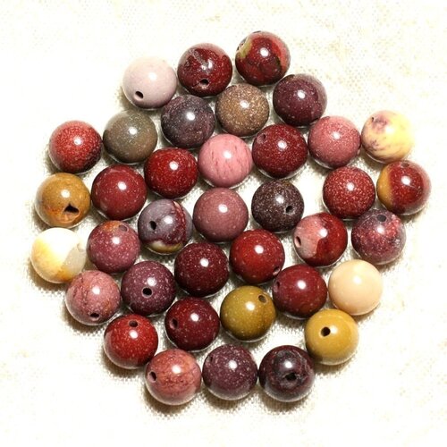 5pc - perles pierre - jaspe mokaite boules 8mm multicolore - 4558550036001
