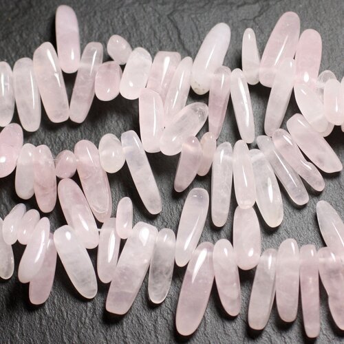 10pc - perles pierre - quartz rose chips rocailles batonnets 8-20mm rose clair