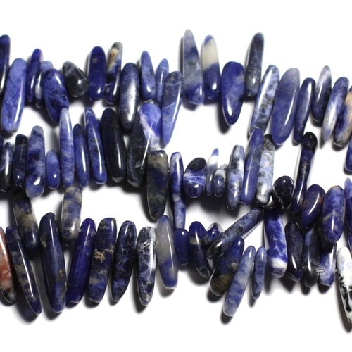 10pc - perles pierre - sodalite chips rocailles batonnets 8-20mm bleu noir blanc - 4558550035646