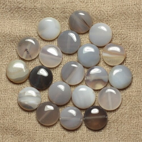 2pc - perles pierre - agate grise palets 14mm - 4558550034939