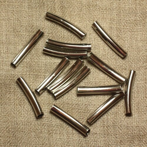 20pc - perles métal argenté rhodium tubes 30x5mm perçage 4mm - 4558550034656