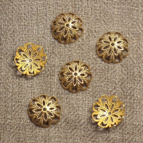 20pc - apprets coupelles métal or doré fleurs ajouré 14mm - 4558550034496