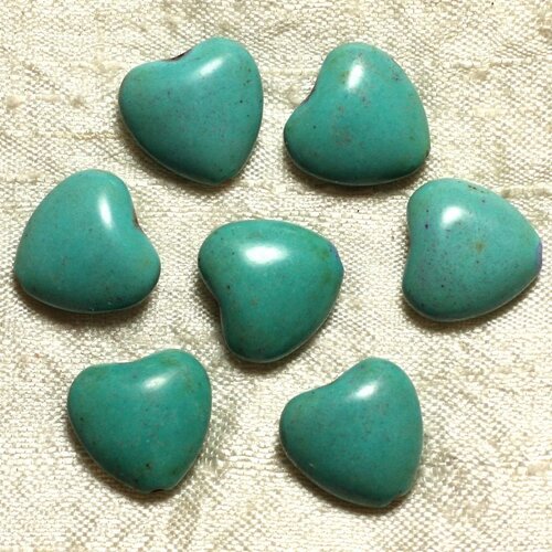 10pc - perles turquoise synthèse - coeurs 15mm bleu turquoise   4558550034076