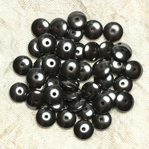 20pc - perles pierre - hematite rondelles 6x3mm métal gris noir