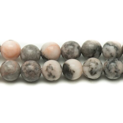 20pc - perles de pierre - jaspe grise et rose boules 6mm  4558550033666