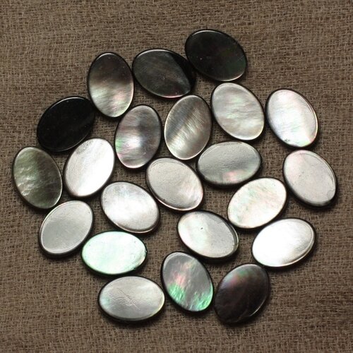 4pc - perles nacre noire naturelle ovales 14x10mm - 4558550033628