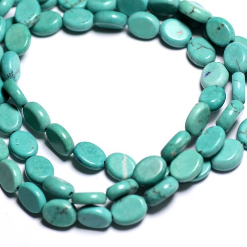10pc - perles de pierre - turquoise synthèse reconstituée ovales 9x7mm bleu turquoise - 4558550033352