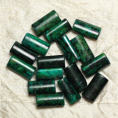 4pc - perles pierre - turquoise teintée bleu vert rectangles 16x8mm - 4558550033185
