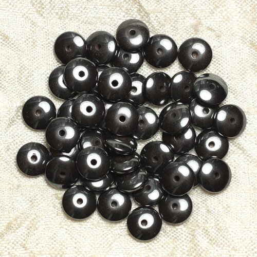 40pc - perles pierre - hematite rondelles 8x3mm gris noir - 4558550033079