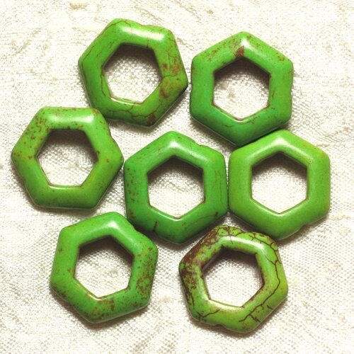 10pc - perles turquoise synthèse  hexagones 22mm vert   4558550032928