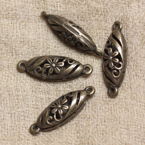 2pc - perles connecteurs métal bronze fleurs filigranes- 30mm  4558550032720