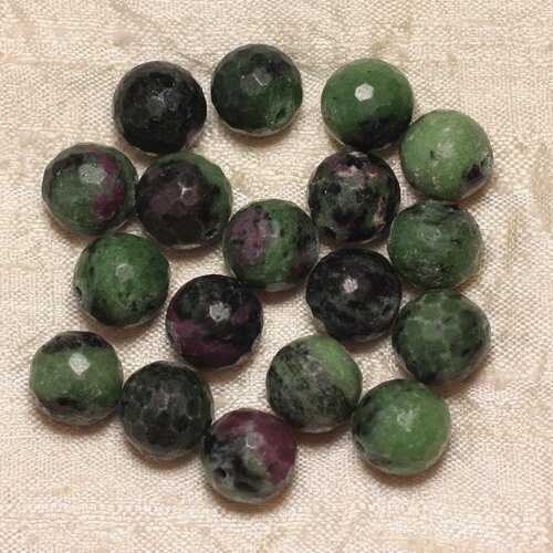 2pc - perles de pierre - rubis zoïsite boules facettées 12mm   4558550032492