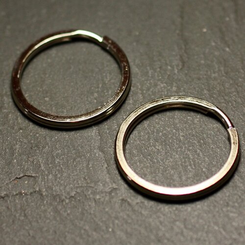 10pc - anneaux porte clefs métal argenté rhodium - cercle 24mm   4558550032348