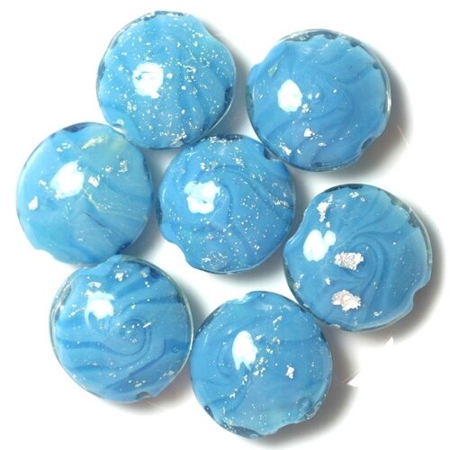 2pc - perles en verre palets 20mm bleu turquoise   4558550032249