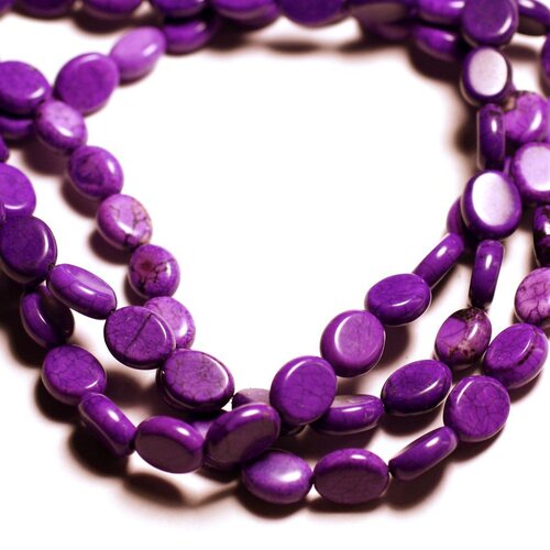 10pc - perles de pierre - turquoise synthèse reconstituée ovales 9x7mm violet - 4558550032171