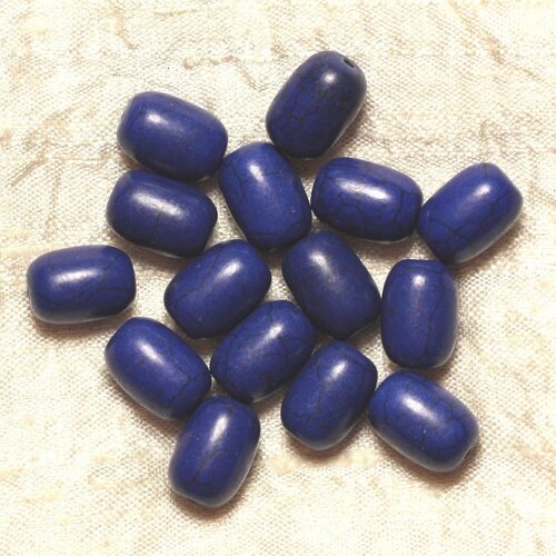 10pc - perles turquoise synthèse tonneaux 14x9mm - bleu foncé  4558550031983