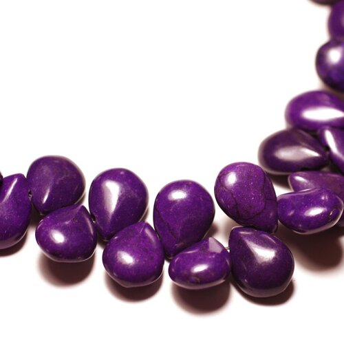 20pc - perles turquoise synthèse gouttes 16mm violet   4558550031693