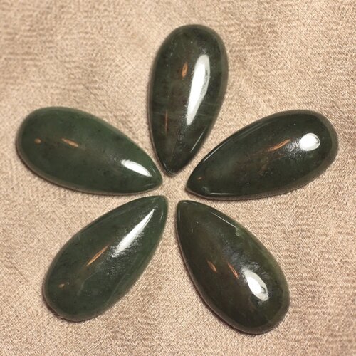 Cabochon de pierre - jade canada néphrite - goutte 40 x 20 mm  4558550031631